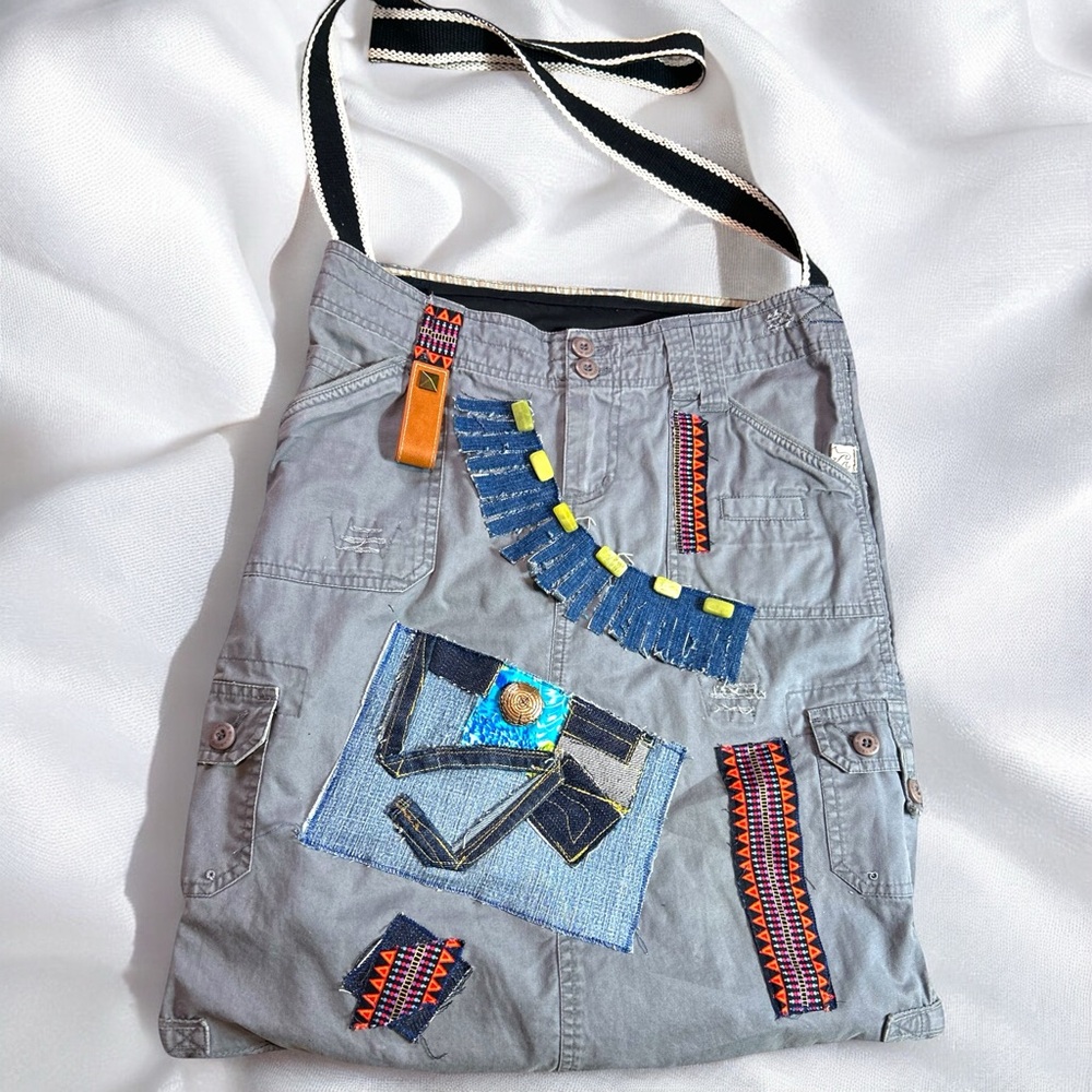 Crossbody Handmade Boho Kaki And Denim
Stylish HandBag
